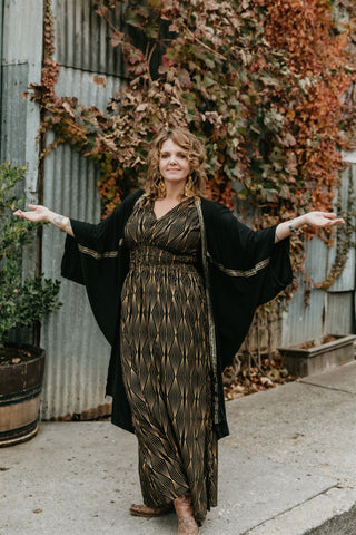 Persephone Dress -Black/Gold Deco