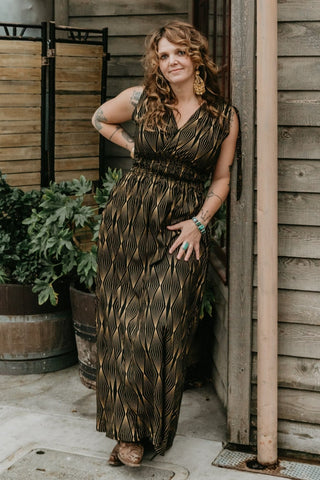 Persephone Dress -Black/Gold Deco