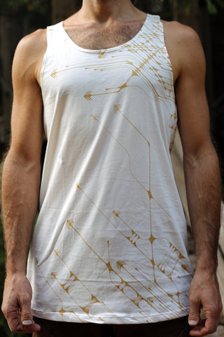 Loose Tank - Organic Cotton - Cream Metallic Gold Arrow