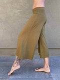 caraucci women's plant-based rayon jersey cropped brass wide leg pants #color_brass