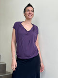 caraucci women's plant-based rayon jersey purple lightweight loose fit top #color_plum