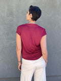 caraucci women's plant-based scarlet red rayon jersey lightweight loose fit scarlet red top #color_scarlet