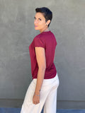caraucci women's plant-based scarlet red rayon jersey lightweight loose fit scarlet red top #color_scarlet