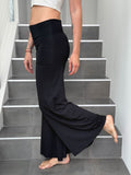caraucci stretch jersey black skirt-over wide leg flow pants #color_black