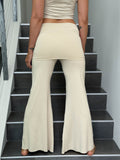 caraucci stretch jersey cream skirt-over wide leg flow pants #color_cream