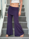 caraucci stretch jersey purple skirt-over wide leg flow pants #color_plum