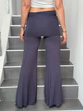 caraucci stretch jersey steel gray skirt-over wide leg flow pants #color_steel