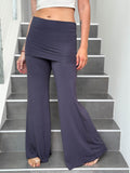 caraucci stretch jersey steel gray skirt-over wide leg flow pants #color_steel
