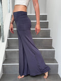 caraucci stretch jersey steel gray skirt-over wide leg flow pants #color_steel