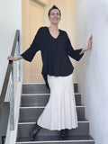 women's lightweight jersey black 3/4 sleeve v-neck kurta tunic #color_black
