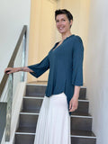 women's lightweight jersey teal blue 3/4 sleeve v-neck kurta tunic #color_teal