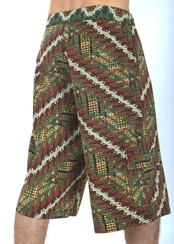 Batik Shorts - Red/Gold/Green