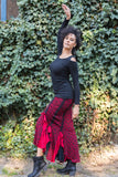 Flamenco Skirt - Red/Black Victorian (NO LACE)