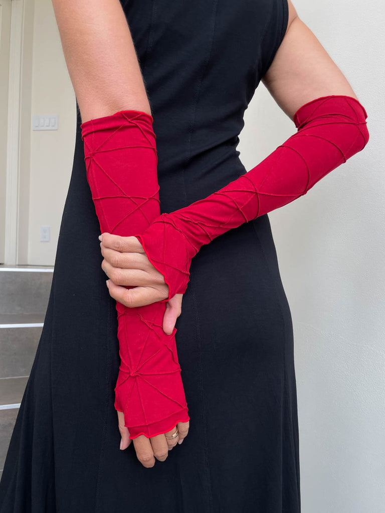Opera Length Texture Fingerless Gloves