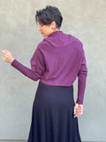 caraucci women's bamboo cotton fleece purple dolman cowl shrug with thumbholes #color_jam