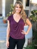caraucci women's plant-based rayon jersey lightweight loose fit purple top #color_jam