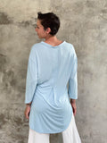women's lightweight jersey sky blue 3/4 sleeve v-neck kurta tunic #color_canal-blue
