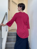 women's lightweight jersey red 3/4 sleeve v-neck kurta tunic #color_scarlet