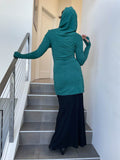 women's plant-based textured jersey long sleeve versatile cowl neck jasper green tunic  #color_jasper