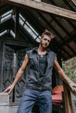 Sigil Vest - Black Washed Denim w/ Arrow Print