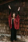 Short Cocoon Coat - Burgundy