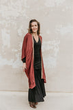 Long Cocoon Coat - Burgundy