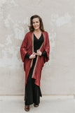 Long Cocoon Coat - Burgundy