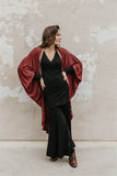 Long Cocoon Coat - Burgundy