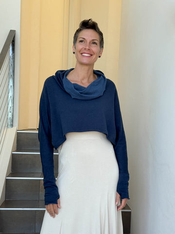 Bamboo Fleece Cropped Cowl Top