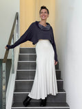caraucci bamboo cotton fleece steel grey cropped cowl neck long sleeve shrug with thumbholes #color_steel