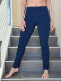 women's navy bamboo pants with raised stitch details and 2 zipper pockets #color_navy