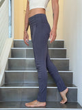 caraucci bamboo spandex steel grey legging pants with raised stitch details and 2 zipper pockets #color_steel