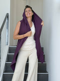 caraucci lightweight rayon jersey convertible purple wrap vest can be worn multiple ways #color_jam