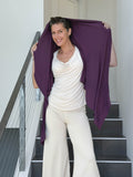 caraucci lightweight rayon jersey convertible purple wrap vest can be worn multiple ways #color_jam