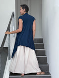 caraucci lightweight rayon jersey convertible navy blue wrap vest can be worn multiple ways #color_navy