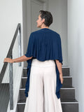caraucci lightweight rayon jersey convertible navy blue wrap vest can be worn multiple ways #color_navy