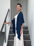 caraucci lightweight rayon jersey convertible navy blue wrap vest can be worn multiple ways #color_navy