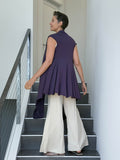 caraucci lightweight rayon jersey convertible purple wrap vest can be worn multiple ways #color_plum