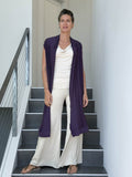 caraucci lightweight rayon jersey convertible purple wrap vest can be worn multiple ways #color_plum