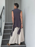 caraucci lightweight rayon jersey convertible steel gray wrap vest can be worn multiple ways #color_steel