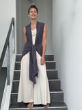 caraucci lightweight rayon jersey convertible steel gray wrap vest can be worn multiple ways #color_steel