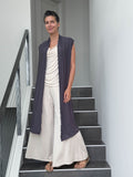 caraucci lightweight rayon jersey convertible steel gray wrap vest can be worn multiple ways #color_steel