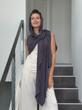 caraucci lightweight rayon jersey convertible steel gray wrap vest can be worn multiple ways #color_steel