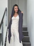 caraucci lightweight rayon jersey convertible steel gray wrap vest can be worn multiple ways #color_steel