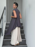 caraucci lightweight rayon jersey convertible steel gray wrap vest can be worn multiple ways #color_steel