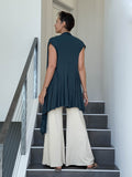 caraucci lightweight rayon jersey convertible teal blue wrap vest can be worn multiple ways #color_teal