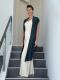 caraucci lightweight rayon jersey convertible teal blue wrap vest can be worn multiple ways #color_teal