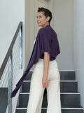 caraucci lightweight rayon jersey convertible purple wrap vest can be worn multiple ways #color_plum