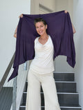 caraucci lightweight rayon jersey convertible purple wrap vest can be worn multiple ways #color_plum