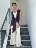 caraucci lightweight rayon jersey convertible purple wrap vest can be worn multiple ways #color_plum